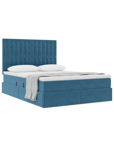 Letto con contenitore e materasso Blu Scuro 140 x 200 cm