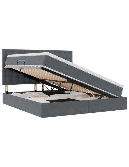 Letto con contenitore e materasso Grigio scuro 160 x 200 cm