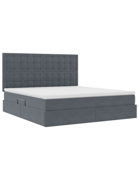 Letto con contenitore e materasso Grigio scuro 160 x 200 cm