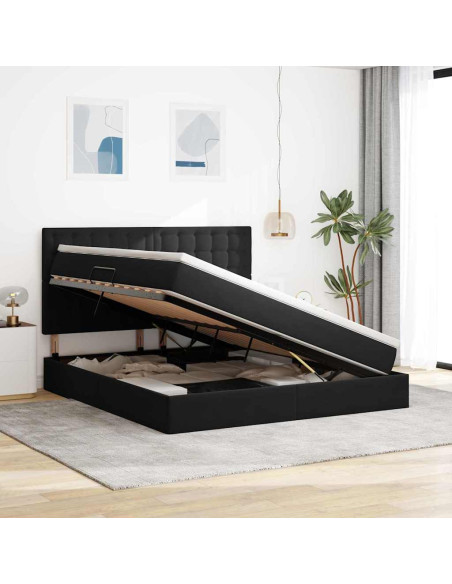 Letto con contenitore e materasso Nero 160 x 200 cm Velluto