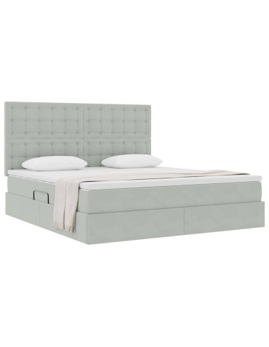 Letto con contenitore e materasso Grigio chiaro 180 x 200 cm