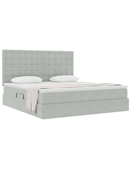 Letto con contenitore e materasso Grigio chiaro 180 x 200 cm