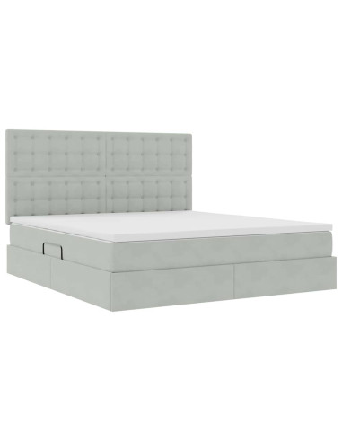 Letto con contenitore e materasso Grigio chiaro 180 x 200 cm