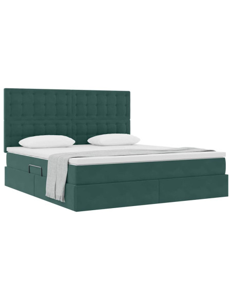 Letto con contenitore e materasso Verde Scuro 180 x 200 cm