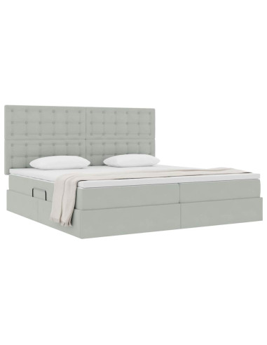 Letto con contenitore e materasso Grigio chiaro 200 x 200 cm