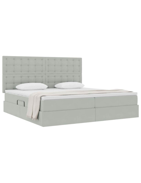 Letto con contenitore e materasso Grigio chiaro 200 x 200 cm