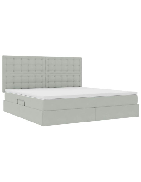Letto con contenitore e materasso Grigio chiaro 200 x 200 cm