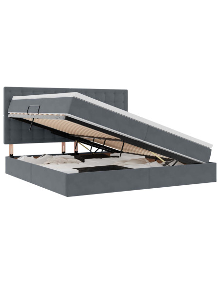 Letto con contenitore e materasso Grigio scuro 200 x 200 cm