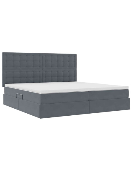 Letto con contenitore e materasso Grigio scuro 200 x 200 cm