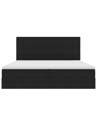 Letto con contenitore e materasso Nero 200 x 200 cm Velluto