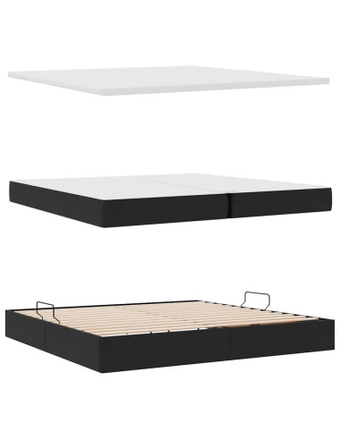 Letto con contenitore e materasso Nero 200 x 200 cm Velluto