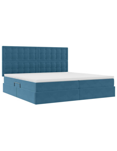 Letto con contenitore e materasso Blu Scuro 200 x 200 cm