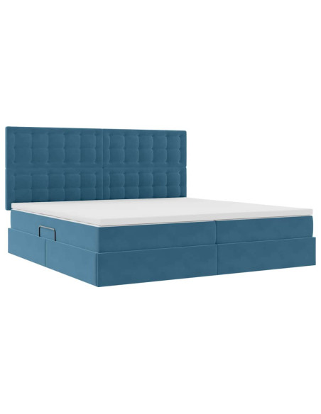 Letto con contenitore e materasso Blu Scuro 200 x 200 cm