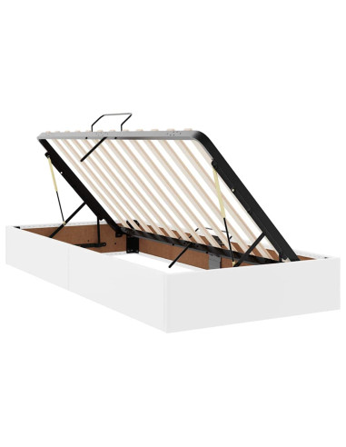 Letto con contenitore e materasso Bianco Puro 200 x 200 cm