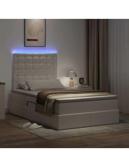 Letto con contenitore e LED con led Bianco Puro 120 x 200 cm