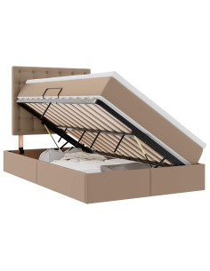 Letto con contenitore e LED con led Cappuccino 120 x 200 cm 2