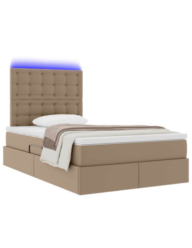 Letto con contenitore e LED con led Cappuccino 120 x 200 cm
