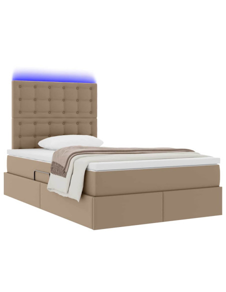 Letto con contenitore e LED con led Cappuccino 120 x 200 cm