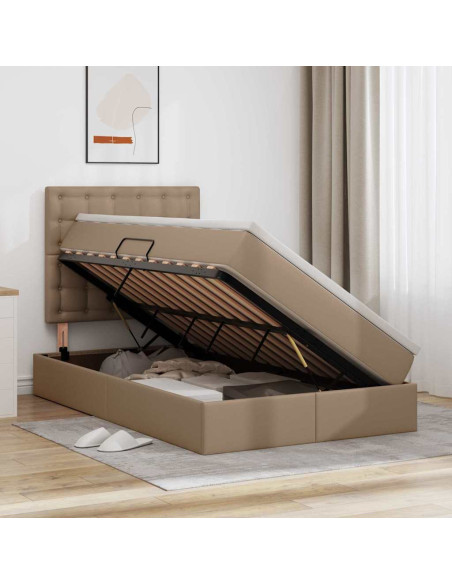Letto con contenitore e LED con led Cappuccino 120 x 200 cm