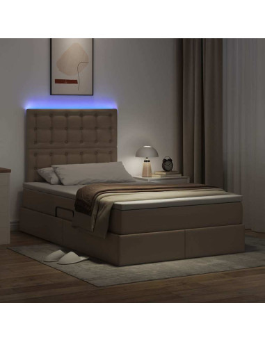 Letto con contenitore e LED con led Cappuccino 120 x 200 cm