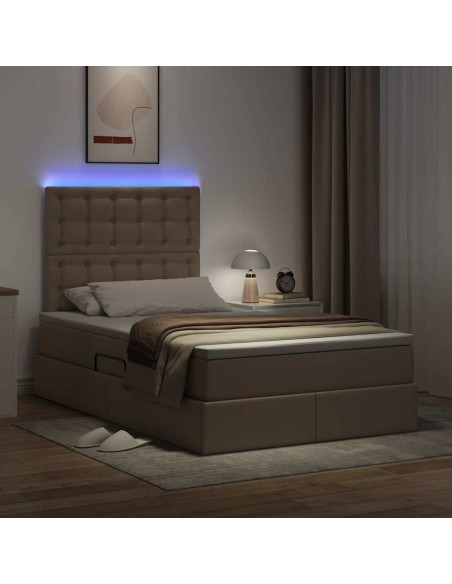 Letto con contenitore e LED con led Cappuccino 120 x 200 cm