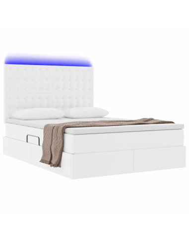 Letto con contenitore e LED con led Bianco Puro 140 x 190 cm