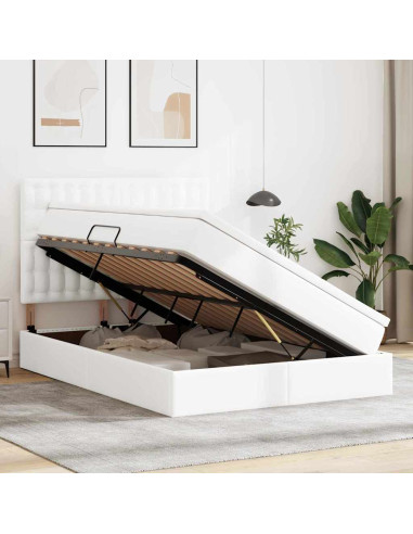 Letto con contenitore e LED con led Bianco Puro 140 x 190 cm