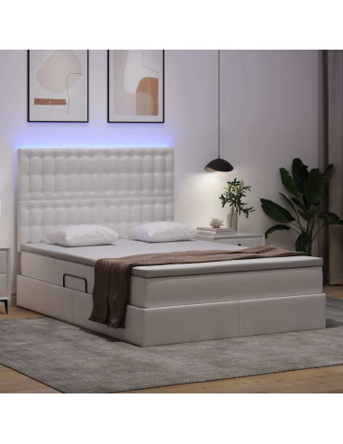 Letto con contenitore e LED con led Bianco Puro 140 x 190 cm