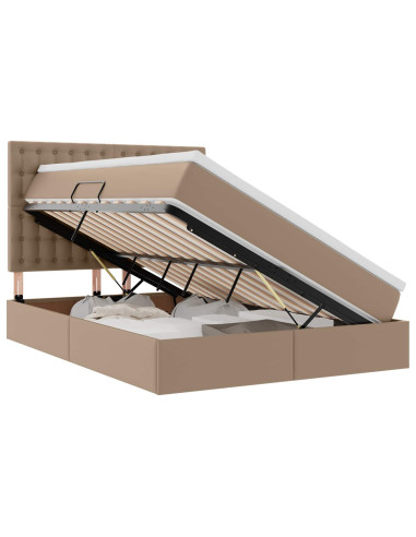 Letto con contenitore e LED con led Cappuccino 140 x 190 cm