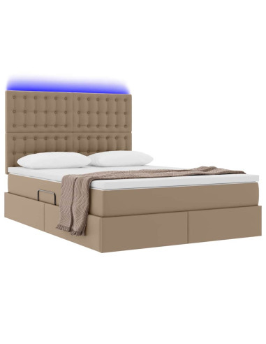 Letto con contenitore e LED con led Cappuccino 140 x 190 cm
