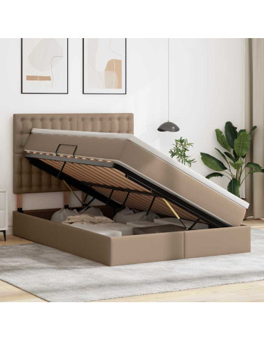 Letto con contenitore e LED con led Cappuccino 140 x 190 cm