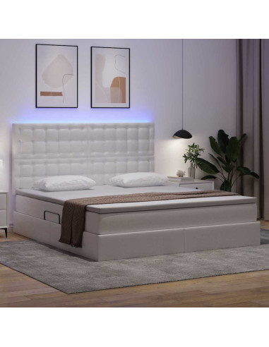 Letto con contenitore e LED con led Bianco Puro 160 x 200 cm