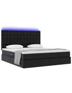 Letto con contenitore e LED Nero 180 x 200 cm Pelle Sintetica 2