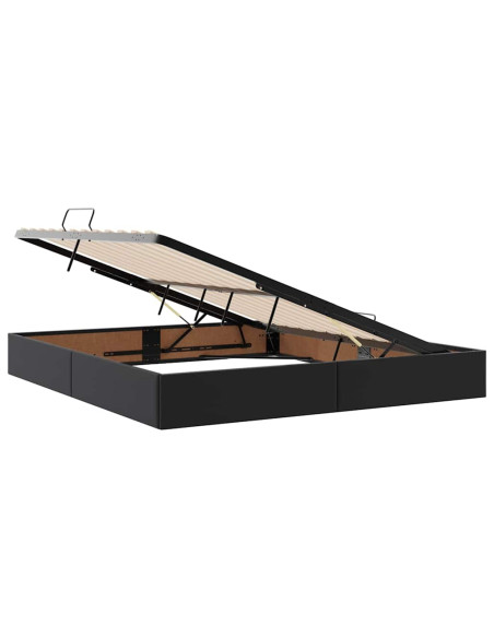 Letto con contenitore e LED Nero 180 x 200 cm Pelle Sintetica