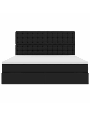 Letto con contenitore e LED Nero 180 x 200 cm Pelle Sintetica