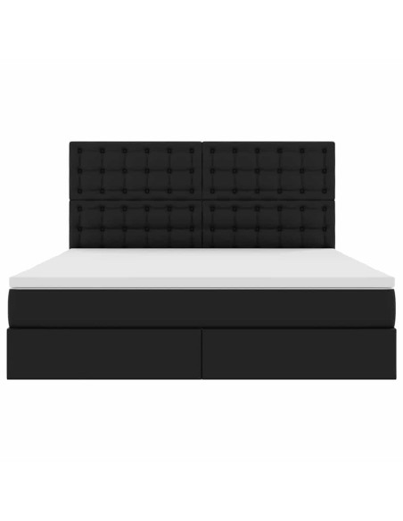 Letto con contenitore e LED Nero 180 x 200 cm Pelle Sintetica