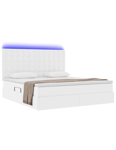 Letto con contenitore e LED con led Bianco Puro 180 x 200 cm