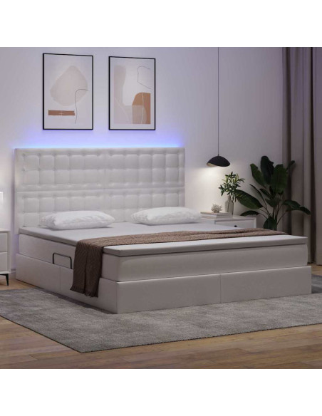 Letto con contenitore e LED con led Bianco Puro 180 x 200 cm