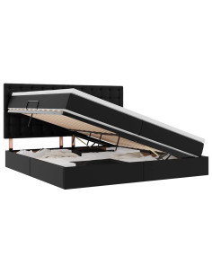 Letto con contenitore e LED Nero 200 x 200 cm Pelle Sintetica 2