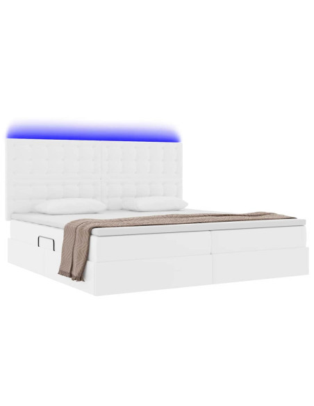 Letto con contenitore e LED con led Bianco Puro 200 x 200 cm