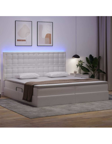 Letto con contenitore e LED con led Bianco Puro 200 x 200 cm