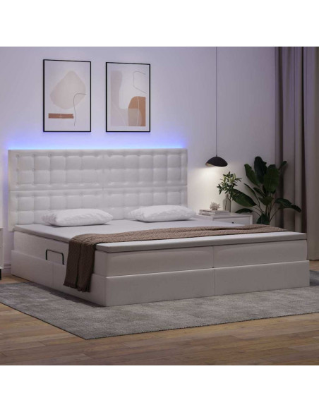 Letto con contenitore e LED con led Bianco Puro 200 x 200 cm