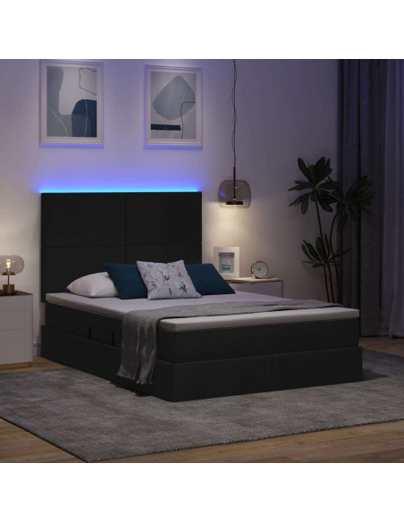 Letto con contenitore e LED Nero 140 x 200 cm Poliestere