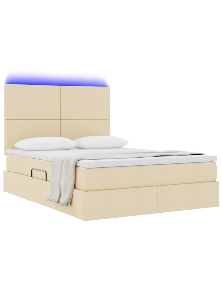 Letto con contenitore e LED Crema 140 x 200 cm Poliestere