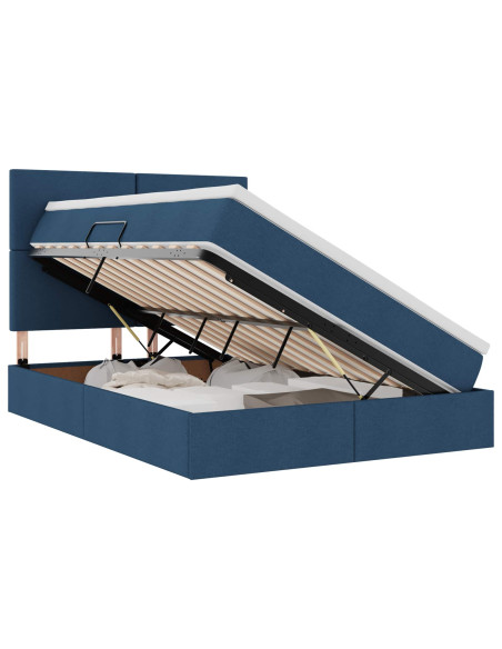Letto con contenitore e LED con led Blu 140 x 200 cm Poliestere