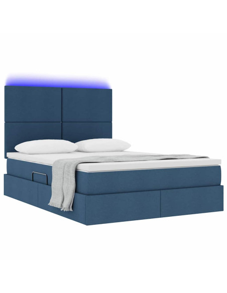 Letto con contenitore e LED con led Blu 140 x 200 cm Poliestere