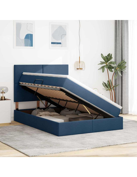 Letto con contenitore e LED con led Blu 140 x 200 cm Poliestere