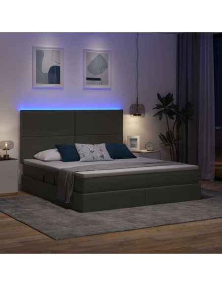 Letto con contenitore e LED con led Grigio scuro 160 x 200 cm