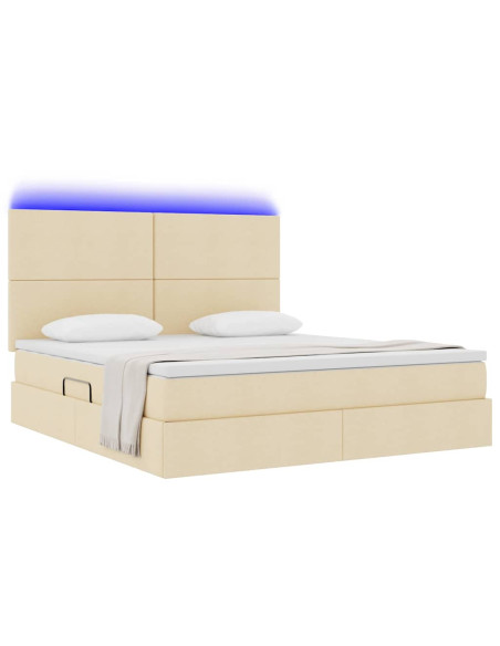 Letto con contenitore e LED Crema 160 x 200 cm Poliestere