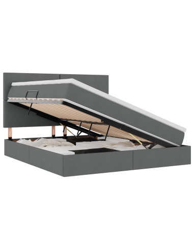 Letto con contenitore e LED con led Grigio scuro 180 x 200 cm